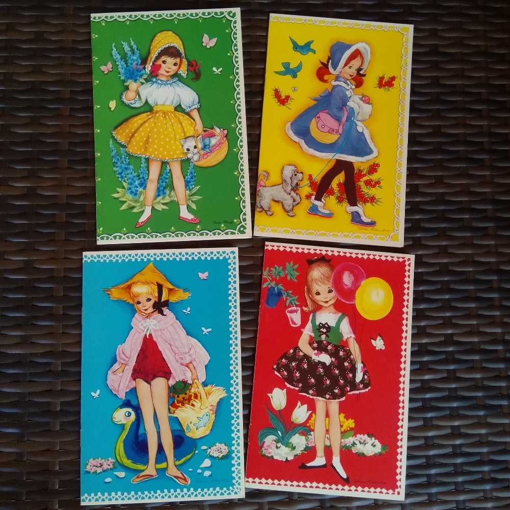 Vintage Carlsen Paper Doll Greeting Cards Set of 4